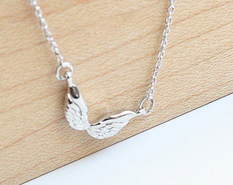 angel wings necklace, minimalist,