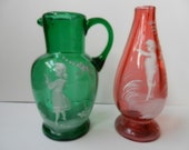 Fenton Mary Gregory Vase and Pitcher
