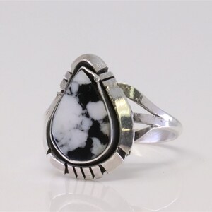 Native America Navajo handgemaakte sterlingzilveren witte buffelring