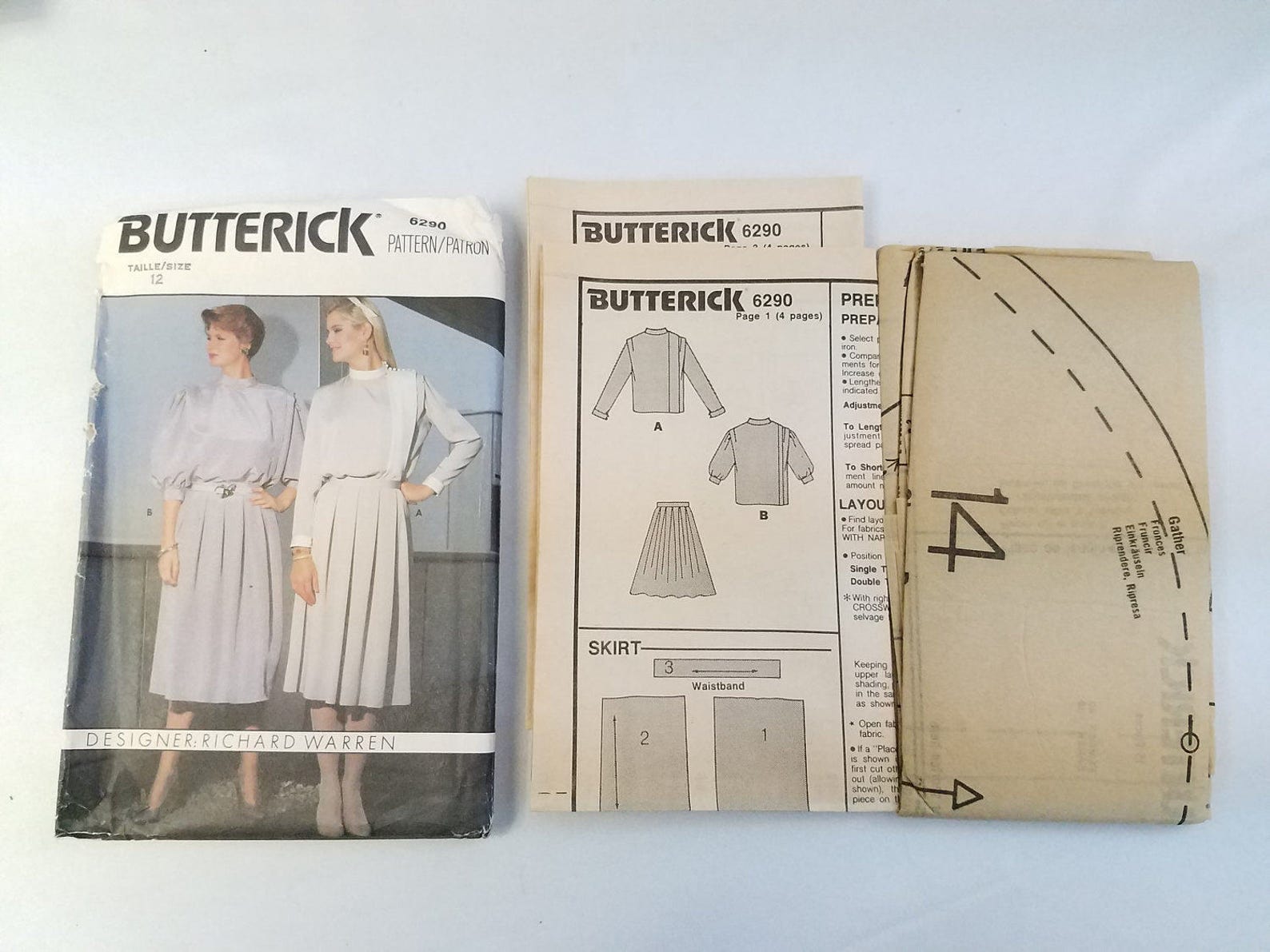 Vintage Richard Warren Design '80 Butterick 6290 Top and - Etsy