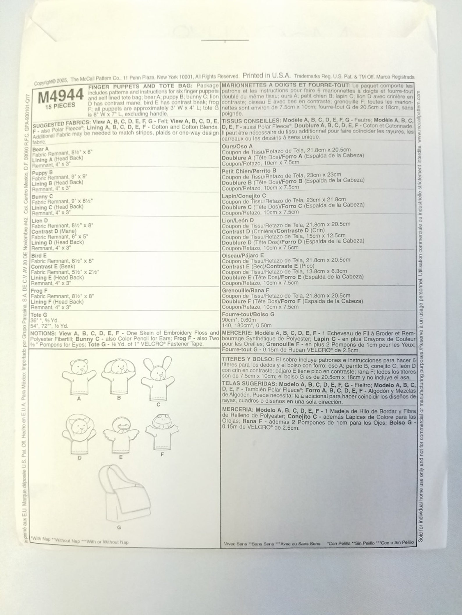 McCall's UNDEFINED Accessories Sewing Pattern Kit, Multicolor