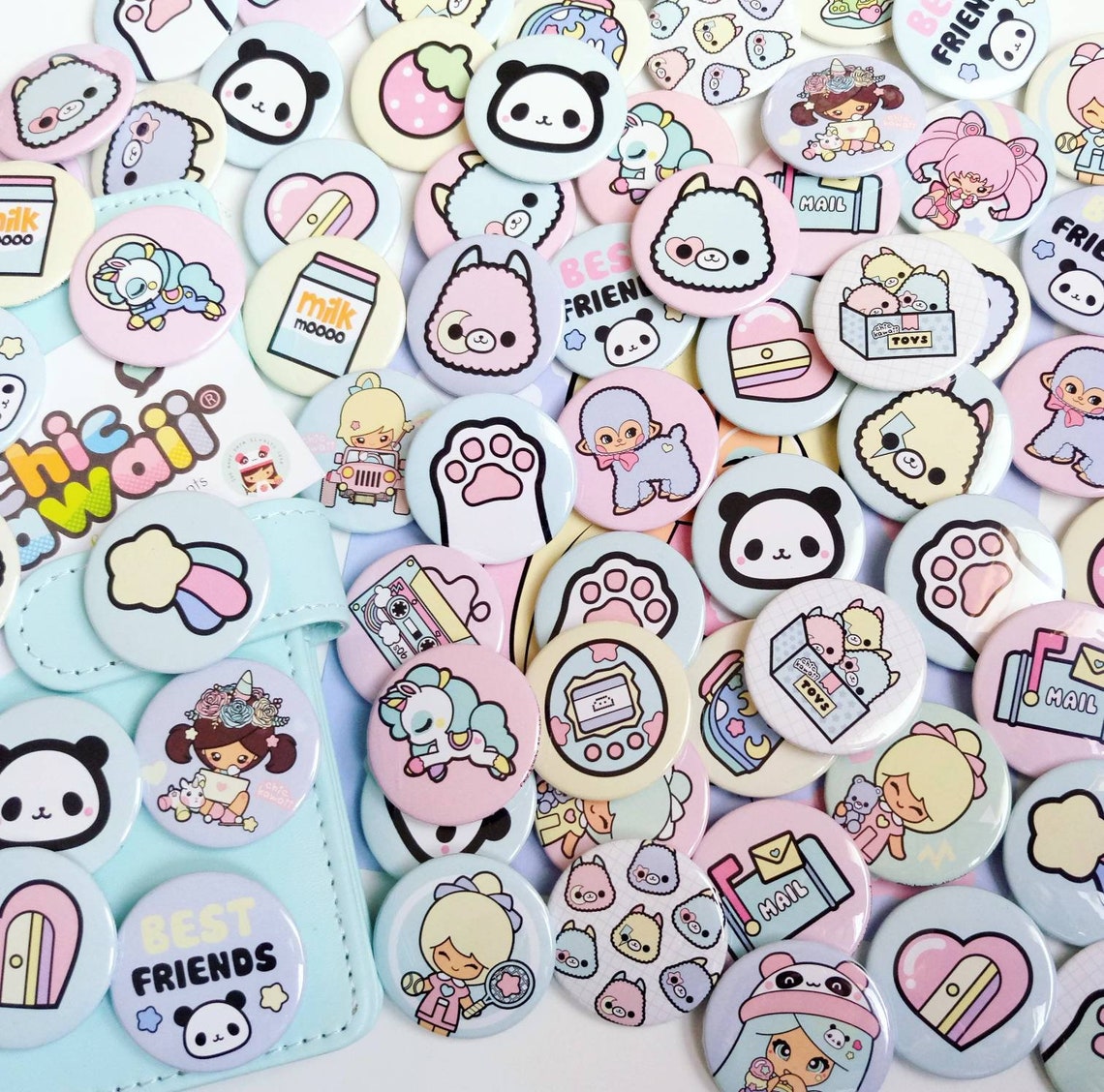 Chic Kawaii Badges Set Lot of 4 Tiny Pin Button Badges. Super - Etsy