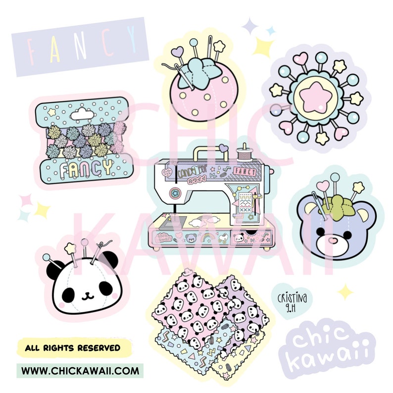 Sewing Machine Sticker Set by Chic Kawaii Etsy