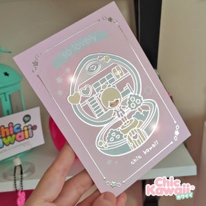 Polly pocket style postcard with 3D silver effect, by Chic kawaii.