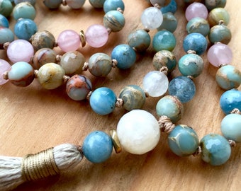 Moonstone Mala Beads * Aquamarine Necklace * Rose Quartz Tassel Necklace * Japa Mala * Prayer Beads * 108 Mala Beads