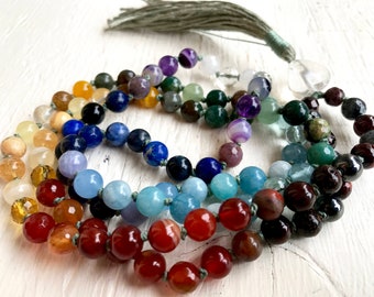 7 Chakra Mala Beads Chakra Necklace Spiritual Jewelry Crystal Healing Gemstones Yoga Gift