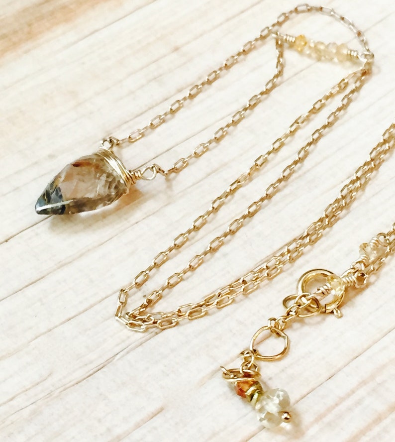 Rutilated Quartz Necklace Arrowhead Pendant Solar Plexus Chakra Jewelry Wedding Jewelry Yoga Gift