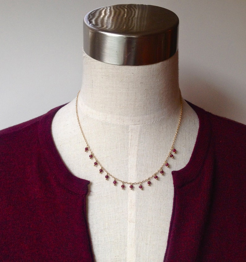 Dainty genuine ruby necklace minimalist layered necklace gift etsy