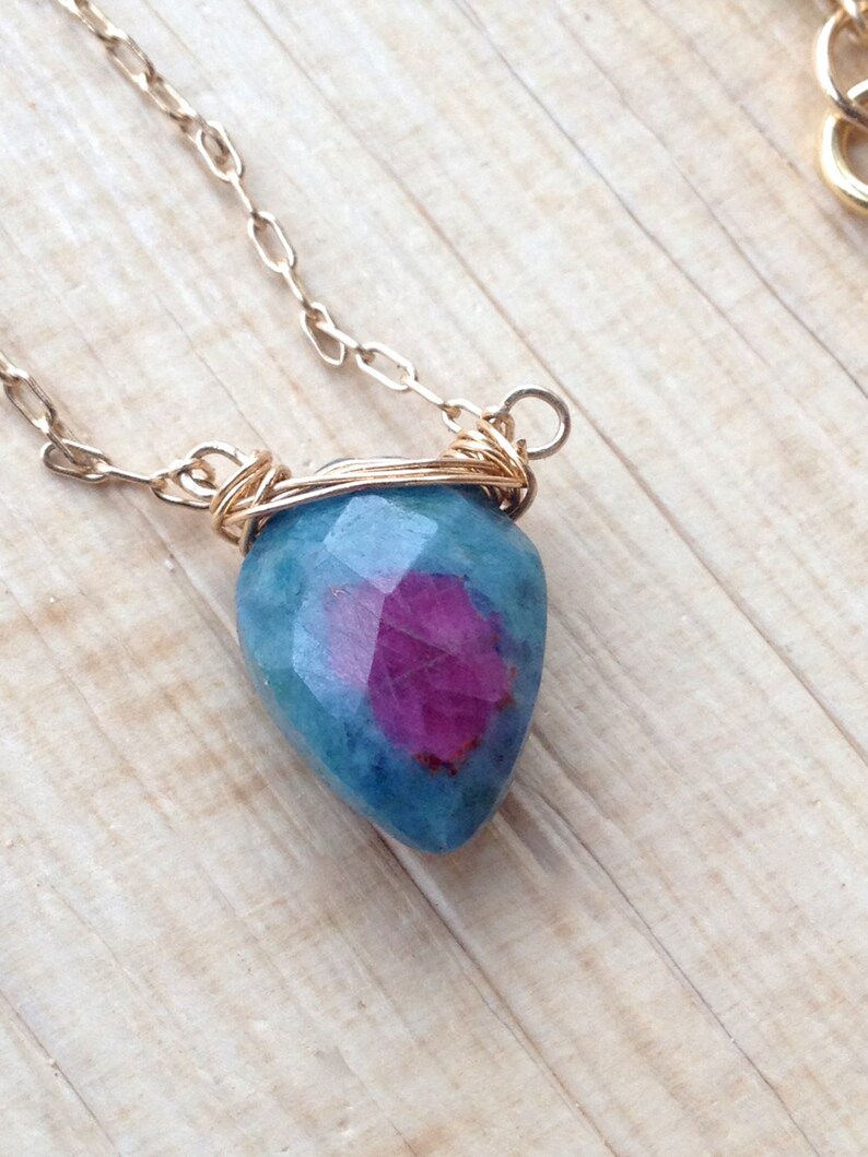 Anyolite Layering Jewelry Heart Chakra Jewelry Boho Holiday Gift Ruby Zoisite Necklace Arrowhead Gemstone Pendant