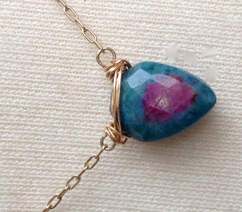 Anyolite Layering Jewelry Heart Chakra Jewelry Boho Holiday Gift Ruby Zoisite Necklace Arrowhead Gemstone Pendant