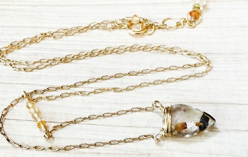 Rutilated Quartz Necklace Arrowhead Pendant Solar Plexus Chakra Jewelry Wedding Jewelry Yoga Gift