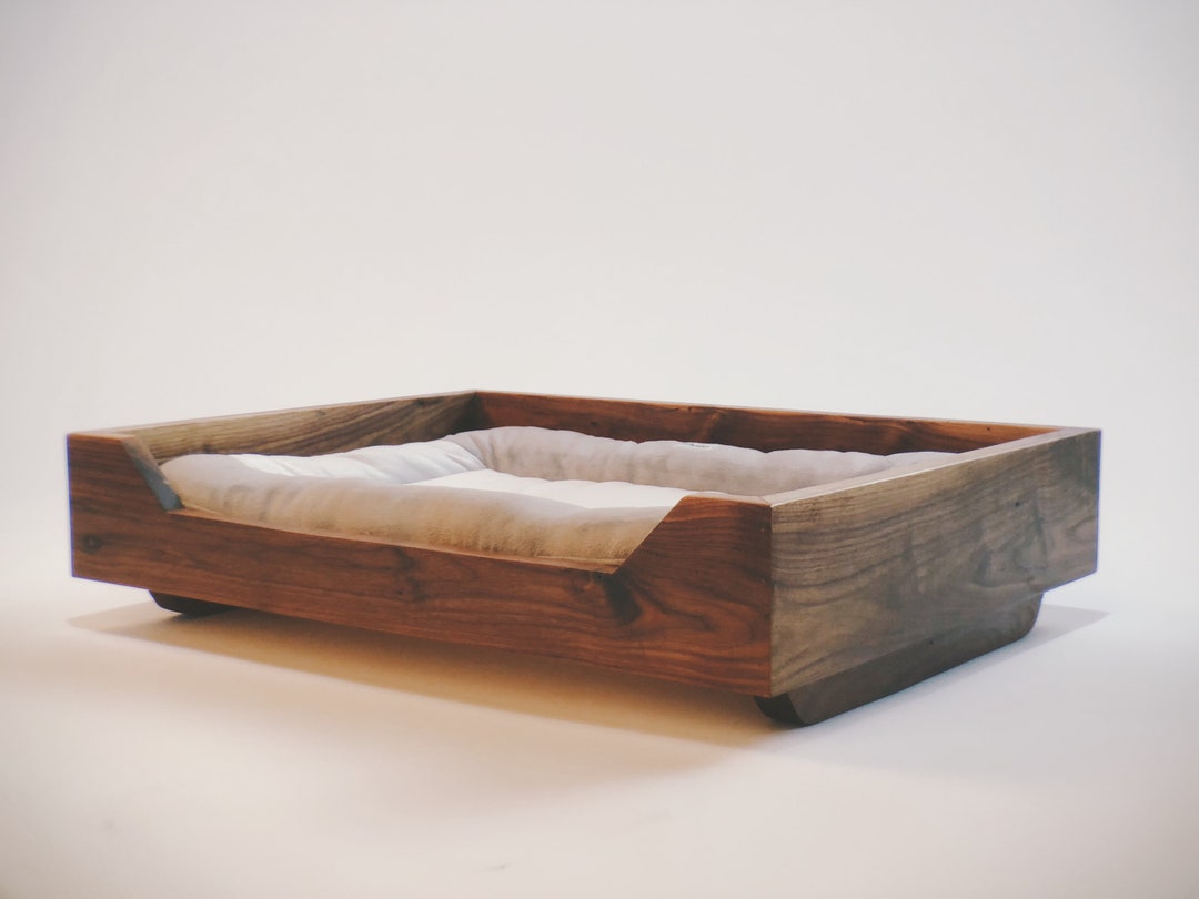 Modern Wooden Walnut Dog Bed With Bed Included Luxury and Etsy