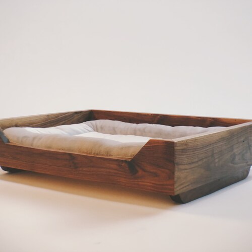 Modern Wooden Walnut Dog Bed With Bed Included Luxury and Etsy
