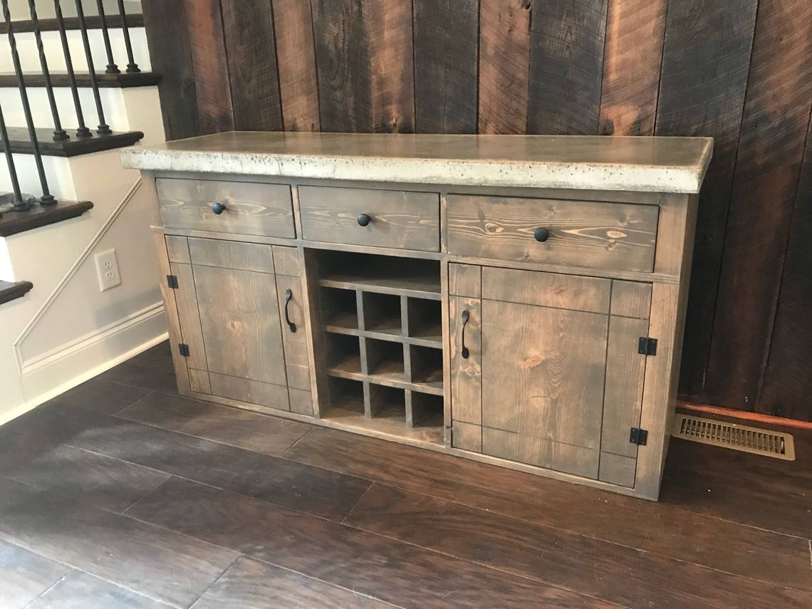 Concrete top buffet table Etsy
