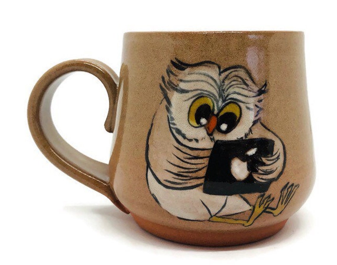 Learning owl mug Owl with iPad Computer Zoom meeting Zoom