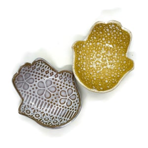 Hamsa Hand Kleine Schalen Set Jüdische Keramik Einweihungsgeschenk Jüdischer Segen Jejuda Jüdischer Feiertag Passahfest Rosh ha Shana Geschenk