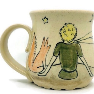 MADE TO ORDER Kleiner Prinz Becher Keramik Tasse Kaffeetasse Kindertasse Prinz und Fuchs Becher Le Petit Prince Tasse Niedliche Prinz Keramik Beste Freunde