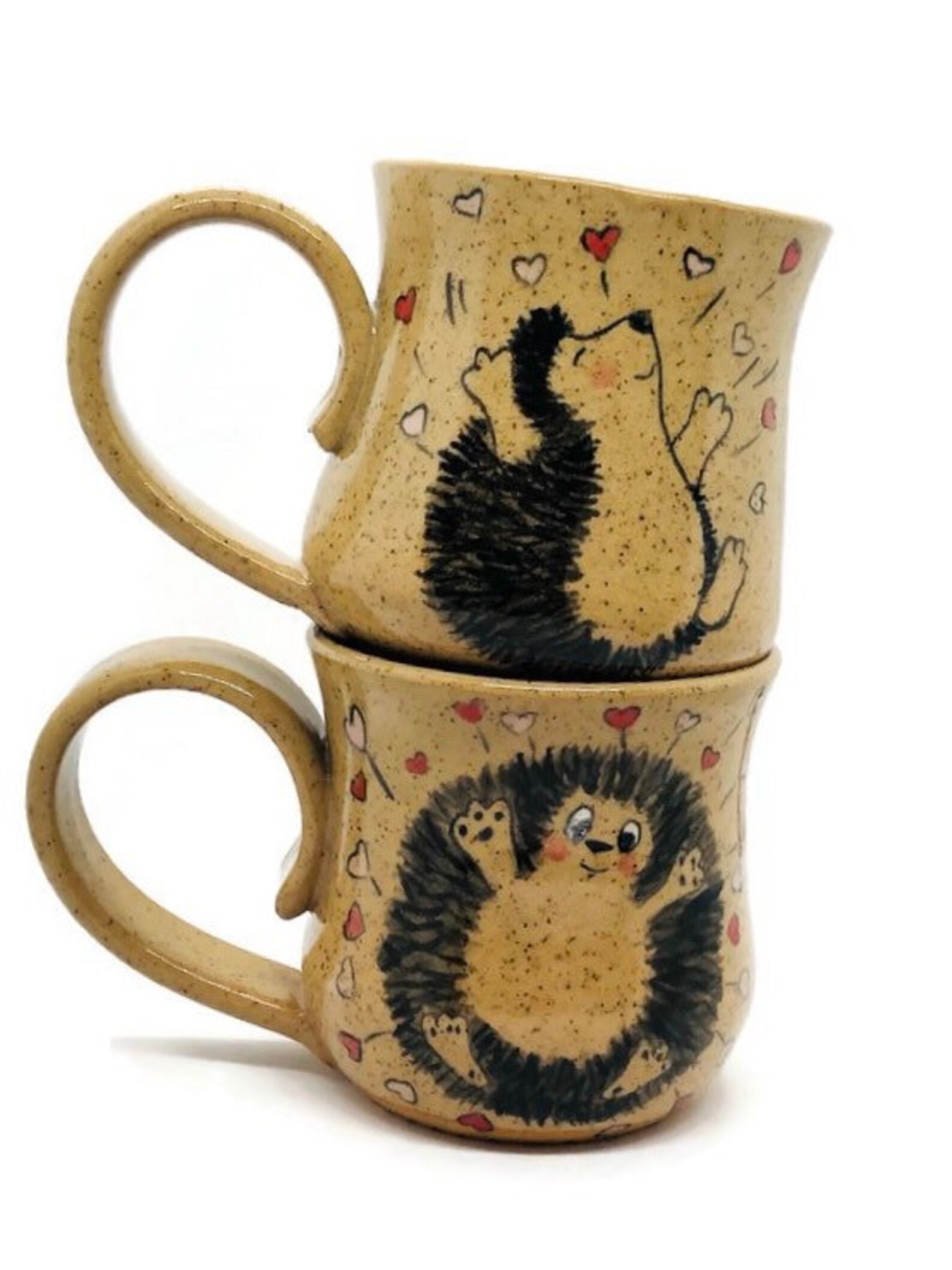 Romantic hedgehog mug Hedgehog love Cute pottery cup Ceramic Etsy