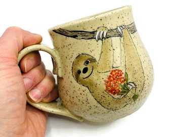 Sloth mug I love you slow much Sloth coffee mug Cute sloth Cute coffee mug Handmade pottery mug Sloth ceramic mug Valentines day gift