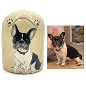 Urna de perro Urna de cerámica Urna de mascota personalizada Hecho a la medida Retrato de perro de dibujos animados Urna de cenizas de mascota Urna de mascota personalizada Retrato de mascota Urna de cerámica de perro/gato