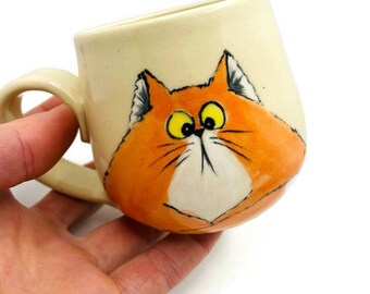 Fat cat espresso mug Cat mom mug Espresso cup Small mug Ginger cat Funny cat Cute cat Pottery coffee mug Cat lover gift Cat mom mug