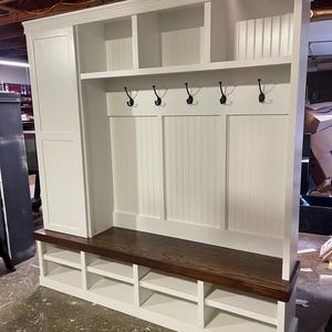 The Montana Halltree with optional drawers Farmhouse Halltree | Mudroom locker | Hall Tree | bench with storage  | Entryway furniture