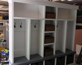 The PA Locker  | Farmhouse  Halltree | Mudroom locker | Hall tree | dropzone | bench with storage |  Proudly American