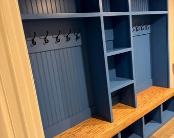 Customizable | Farmhouse Halltree| Mudroom locker |  Hall tree |  Entryway Furniture | Bench with storage | Dropzone | Entryway bench