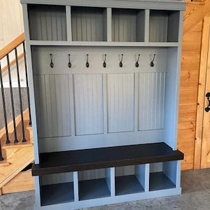 The Carolina Mudroom | Farmhouse Halltree | Mudroom locker | Hall Tree | Entryway furniture | Customizable | bench with storage |