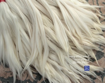 suri alpaca locks 5-6 " BELLA FONTE natural white doll hair, SURI alpaca fiber Blythe reroot, wig, washed and combed, ideal for Bjd, Blythe