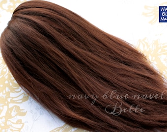 suri alpaca locks 10-11" BETTE (25-28 cm) chocolate brown chestnut suri alpaca fibers, washed and combed for doll hair projects