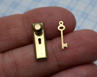 doorknob handle door pull drawer handle miniature for 1/12 - 1/6 scale DIY dollhouse TYPE SIMPLE bronze metallic