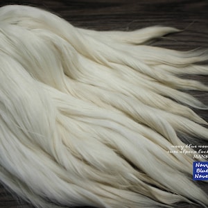 suri alpaca locks 8&quot; &quot;MANKA&quot; natural white blond straight doll hair ready for Blythe reroot BJD wig, blonde hair for dolls