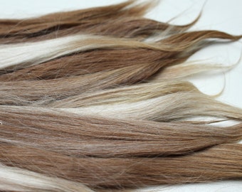 suri alpaca locks 7-8" ADONIS brown beige blonde natural mix locks for doll hair, washed and combed, ready to use, alpaca hair