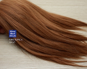 suri alpaca locks 9-10" ARGO 23-25 cm reddish medium brown natural alpaca fibers for doll hair: reroot or wig  washed and combed