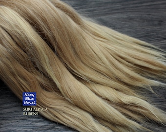suri alpaca locks 8" RUBENS for doll hair reroot or wig, natural mix of beige sandy blonde colors, washed and combed locks natural fibers