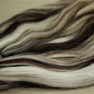mechas suri lhama 14-18&quot; MOCCA 35-45 cm mistura natural de fibras sedosas de lhama (não grossas!), lavadas e penteadas para cabelo de boneca