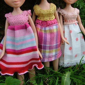 PATTERN 3in1 EASY DRESSES for dolls, 3 different crochet tops and 3 different skirts, for Bratz, Monster High, Blythe, Moxie image 2