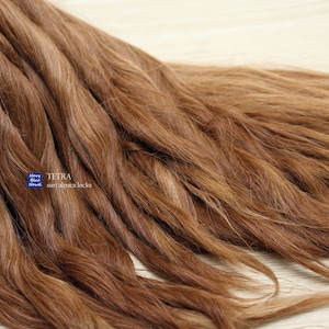 suri alpaca locks 11-12&quot; TETRA for doll hair: supply to make reroot or wig, reddish medium brown washed and combed locka, natural fibers