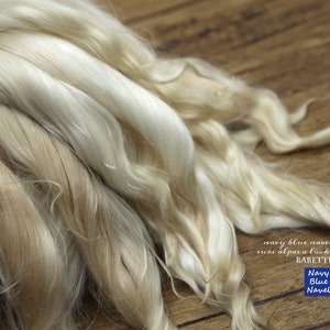 スリ アルパカ ロック 6-7" バベット 15-18 cm ライト クリーミー ベージュ ブロンド ホワイト ミックス オンブル チップ、BJD ウィッグ用ドールヘア、カスタム ブライス リルート ooak ドール