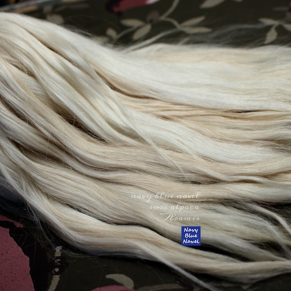 suri alpaca locks 10" "ARAMIS" champagne blonde washed and combed, ideal for dolls hair, wig, reroot, BJD, Blythe, Minifee, Josd, Feeple