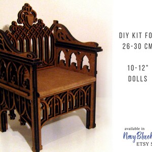 diy dollhouse furniture laser cut unpainted bjd chair throne design B 1:12 doll furniture Gothic ARMCHAIR