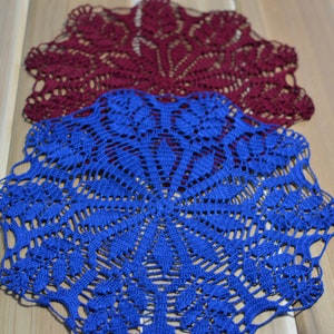 Crochet handmade doilies,  round centerpiece, vintage style napkins