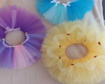 Disney Princess Inspired Tutus Belle, Cinderella, Rapunzel Infant, Toddler, Children's Sizes(waist 14"-26"+) Newborn to 14/16