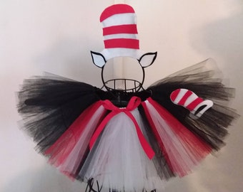 Cat in the Hat Story Book Inspired Tutu with Headband - Adult Sizes small-5x