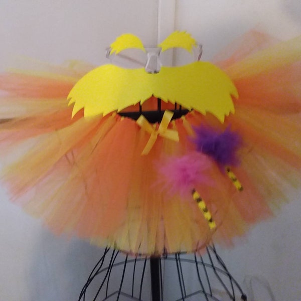 The Lorax by Dr Seuss Story Book Inspired Tutu with optional glasses,-Infant, Toddler, Children's Sizes(waist 0-26"+) Newborn to 14/16