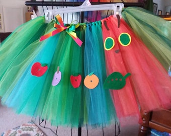 Hungry Caterpillar Tutu: Story Book Felt Appliqué Costume (Optional Headband)
