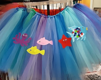 Rainbow Fish Tutu, Book inspired headband available Adult Sizes Made to Order from your Favorite Book, Small to 5XL (26"-56")