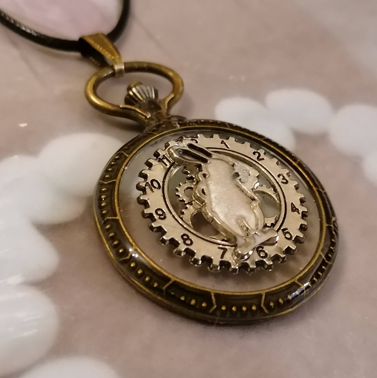 The White Rabbit Brass Pocket Watch Style Steampunk Pendant Etsy