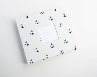 Mini Navy Anchors  Scrapbook Album. 100% handmade. memory album. scrapbooking. memory book. guest book. baby shower. sailor theme
